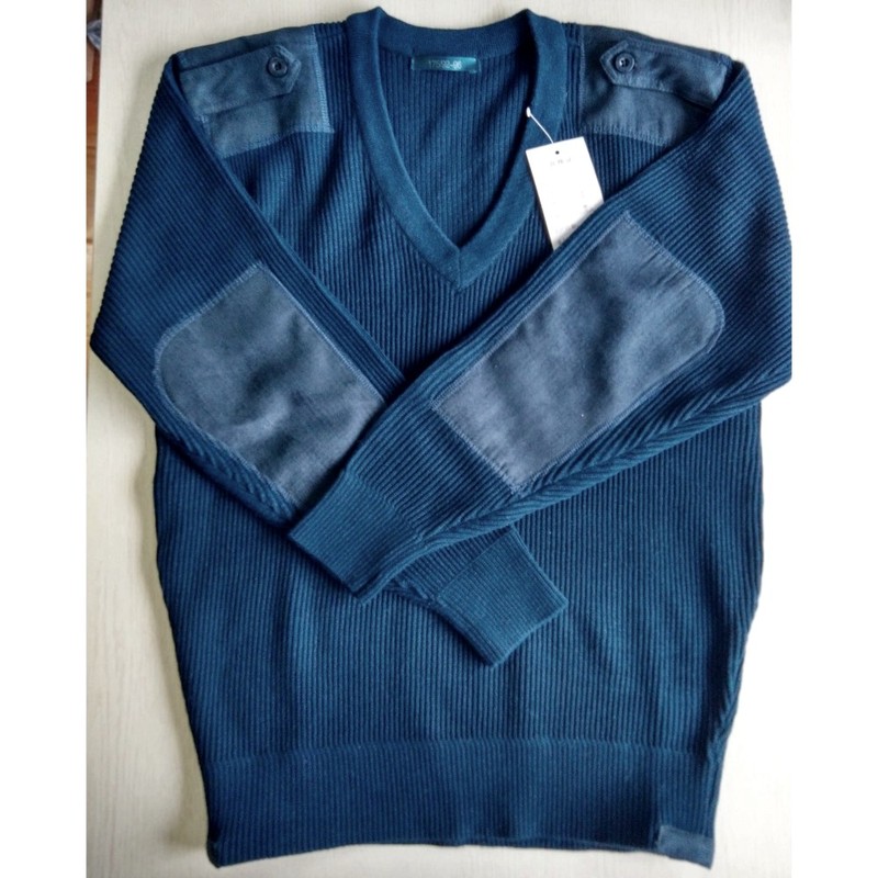 Authentic Sweater/Warm and Cold-Resistant 99.5% Wool Sweater/Deep V-Neck Men's Sky Blue Sweater/Officer-Style Sweater