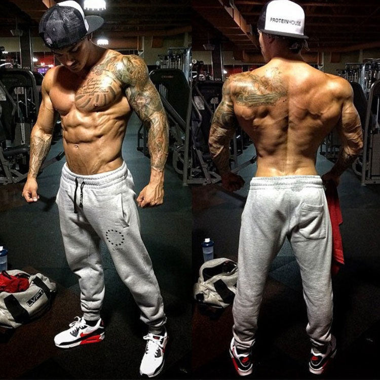 Muscle kangaroo male brother tide brand casual small feet close-up sweatpants loose gray fitness drawstring sports pants