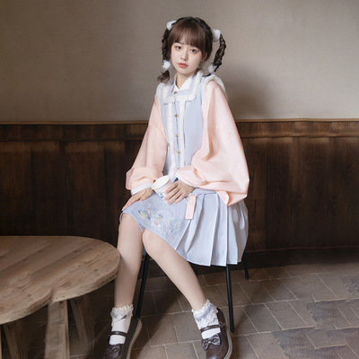 taobao agent Original [Xingyue Rabbit] Improve the daily Hanfu Guofeng Girl Girl Element in winter plus velvet skirt suits