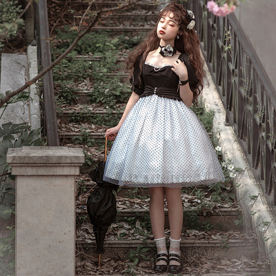 taobao agent Summer cute black mini-skirt, dress, with short sleeve, Lolita style