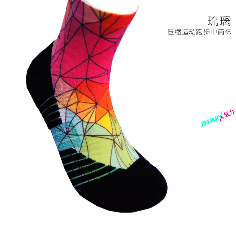 JINNMIX Light Force Men And Women Glazed Waterproof Bubble Marathon Cross-country Running Socks Outdoor Speed Dry Midcylinder Sports Socks