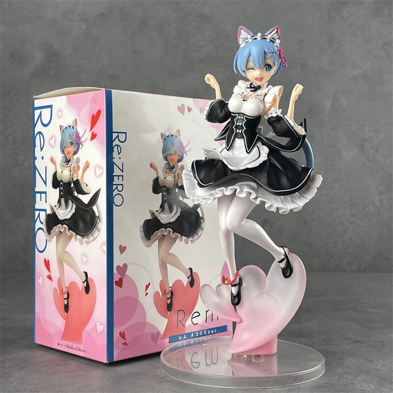 Re:ZERO Rem Maid Cat Ear Rem Figure Scene Anime Model Display Color Box