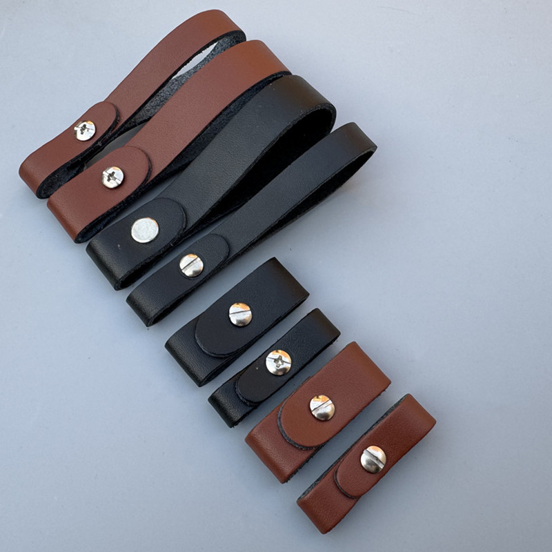 Cowhide Keychain Car Key Hole Leather Strap Pendant Key Chain Connecting Ring Genuine Leather Accessory Belt Leather Strip
