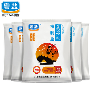荔湾湖 400g*5袋加碘食盐细盐精制食用盐井矿岩盐调味盐盐巴家用领天猫淘宝优惠券可省5元
