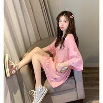 South Korea 2020 Summer loose blouses with long net red short sleeves Korean version womens clothes half sleeves clothes ins tide T-shirt women