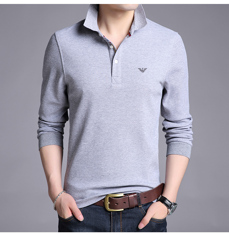 Chiamania áo thun dài tay cotton cotton ve áo polo mùa thu nam xu hướng lỏng lẻo trên quần áo ao polo nam