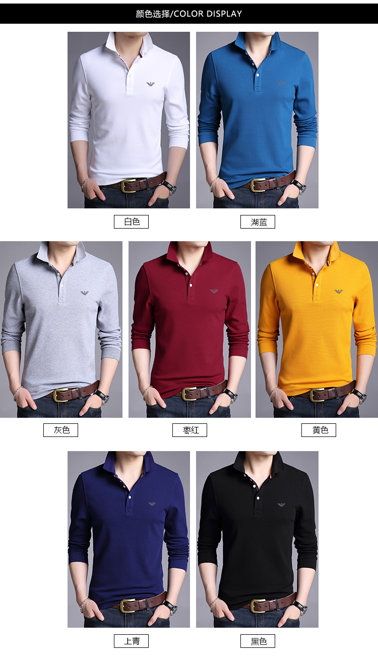 Chiamania áo thun dài tay cotton cotton ve áo polo mùa thu nam xu hướng lỏng lẻo trên quần áo ao polo nam