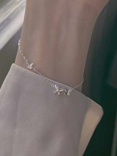 S925 sterling silver butterfly bracelet 2025 new hot style bracelet light luxury niche design high-end bestie jewelry for women