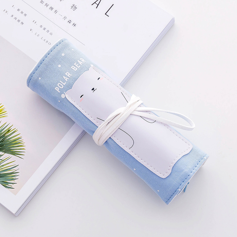 Polar Bearpupil lovely Rolling curtain Pencil case   popular men and women children Simplicity high-capacity junior school student ins Minority Girlish heart children multi-function kindergarten student articles literature like a breath of fresh air pencil-box