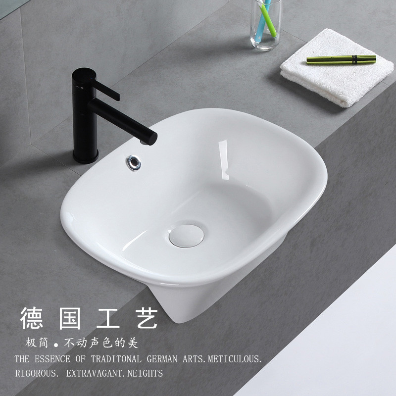 Semi-embedded washbasin semi-hanging basin onstage basin ceramic semi-buried washbasin semi-inlaid type hotel home