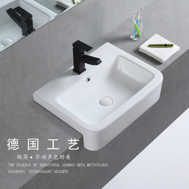 Semi-embedded washbasin hanging basin type on-counter basin washbasin art basin powder room engineering hotel dining room