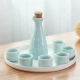 Bộ rượu vang celadon tùy chỉnh bộ 3 rượu sake trắng rượu bình Trung Quốc nhà cổ màu vàng rượu thủy tinh đặt - Rượu vang