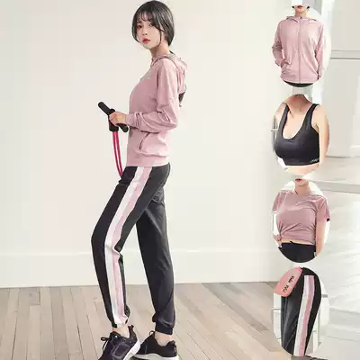 Spring and autumn yoga suit women loose large size sports four-piece set sexy fashion fitness sports quick-drying clothes