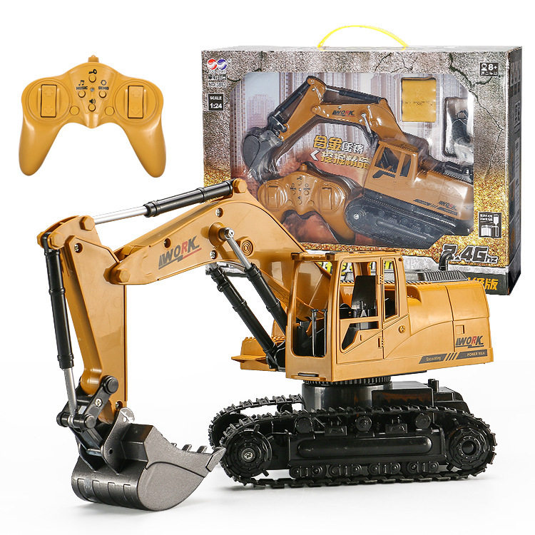 Large children's remote control excavator toy car wireless charging moving boy alloy excavator simulation engineering vehicle