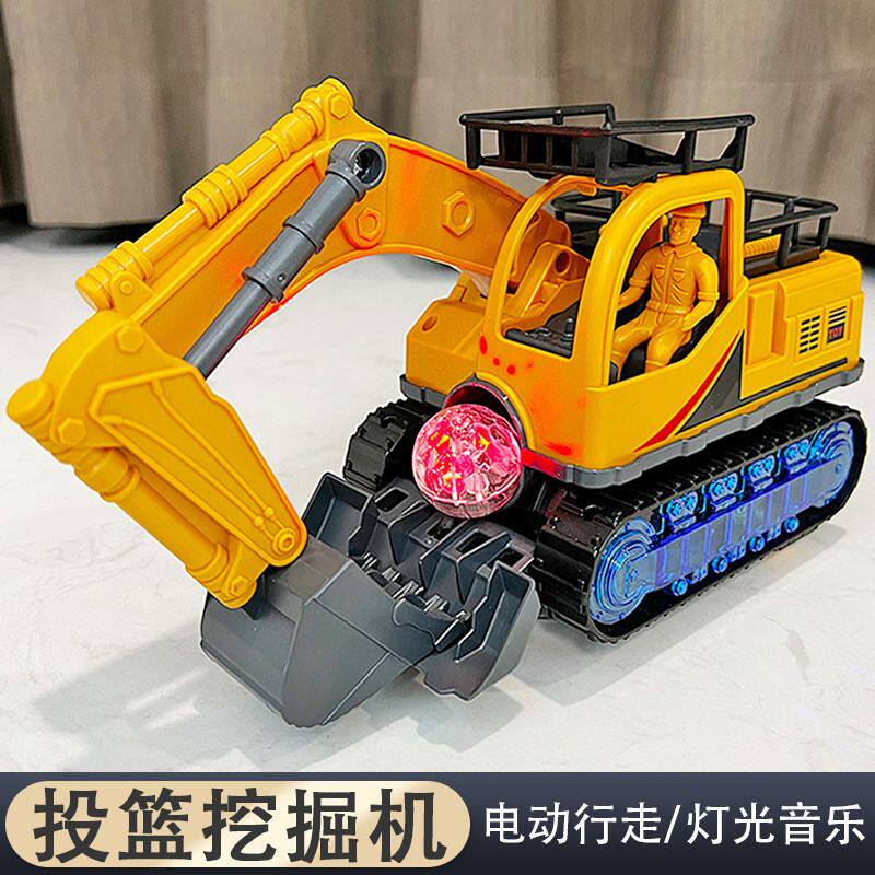 Electric excavator toy boy lighting music toy car children to engineering car birthday