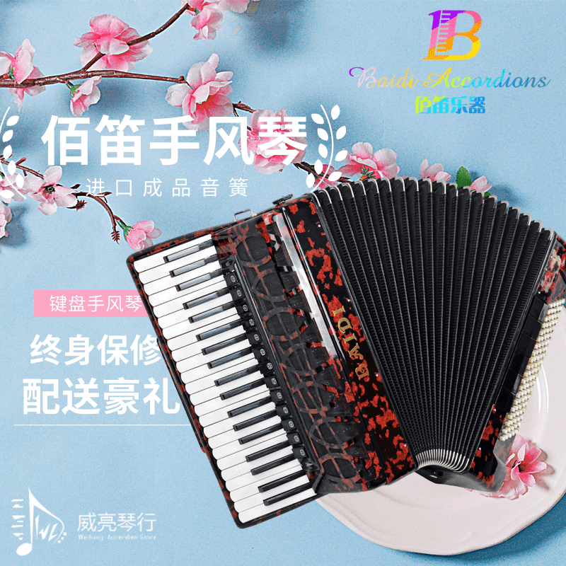 Baidi accordion imported reed 60 96 120 bass echo violin Wei Liang qin line accordion professional shop
