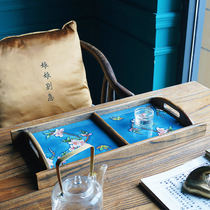 Good woman original ceramic fruit plate tea table ornaments solid wood tray Chinese tea plate household living room creative storage plate