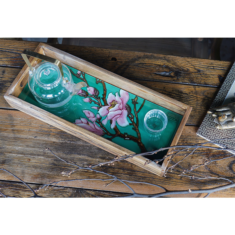 (Beautiful woman) original elm household tea tray tray ceramic storage tray decoration hanging plate decoration housewarming gift