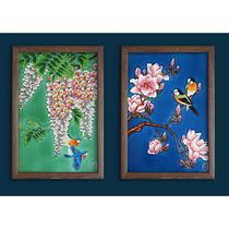 Good woman porcelain plate painting living room sofa background wall painting Entrance dining room decoration painting New Chinese flowers and birds hanging painting