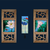 Good woman hand-painted porcelain plate painting Entrance study living room decoration painting double Chinese hanging painting background wall painting lotus