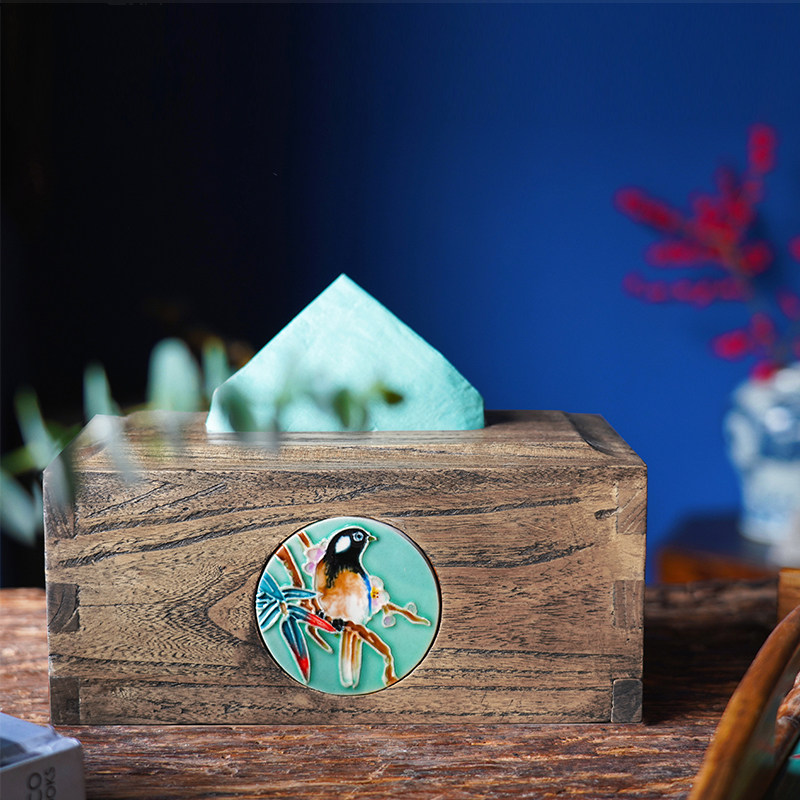 Canon's solid wood home minimalist American extraction style toilet paper box towels box tea table containing box ceramic Home Decorative Pendulum