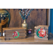 Good womens creative new Chinese three-piece set solid wood inlaid ceramic tissue box Remote control snack storage box