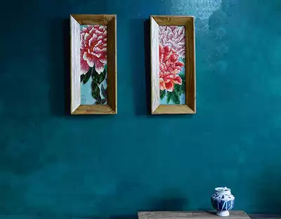 Jia women's hand-painted porcelain plate painting Chinese hanging painting porch corridor villa study model room decorative painting background double