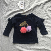 Spring and autumn new children's female treasure loose batted shirt lotus leaf long sleeve bottoming shirt cherry Mao Mao