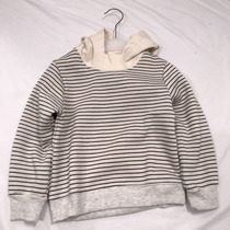Early autumn new childrens long sleeve hooded mens and womens treasure fleece pullover cotton thick beige striped base sweater