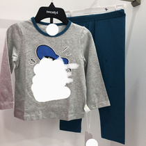 Childrens Spring and Autumn new infant cotton cartoon round neck pullover stretch home clothing autumn trousers set