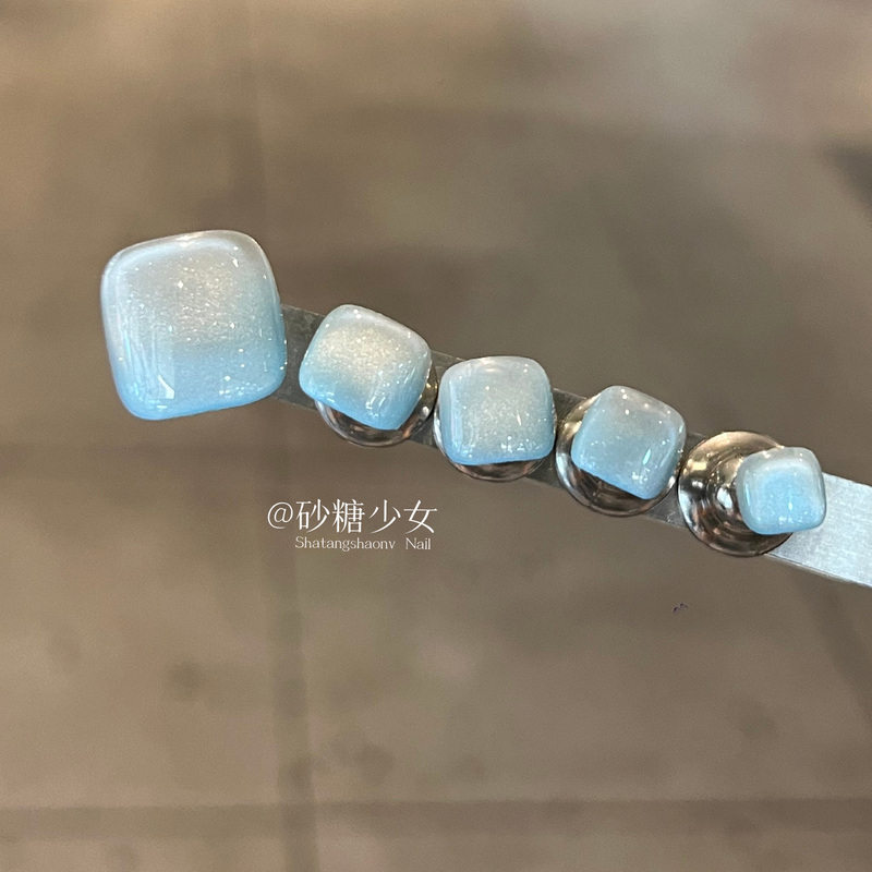 Blue Cat-Eye Toenail Stickers 2026 New Style High-End Toenail Patches Pure Handmade Toenail Nail Art Patches