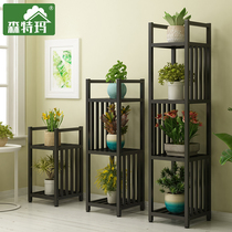 Flower shelf wrought iron reinforcement indoor multi-layer balcony living room flower pot planting stand Green rosea fleshy iron floor standing