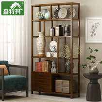 Shelf bookshelf floor-standing solid wood partition tea Duobao cabinet wall shelf Chinese classical dormitory shelf