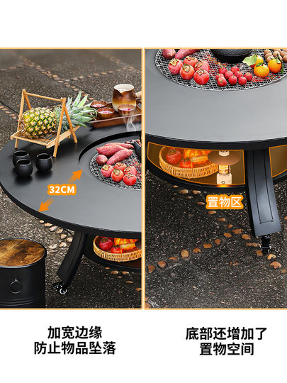 Cocinar té alrededor de la estufa, juego de estufa para asar en el interior del hogar, juego completo de electrodomésticos, reunirse alrededor de la estufa de barbacoa del patio en invierno para calentar la mesa