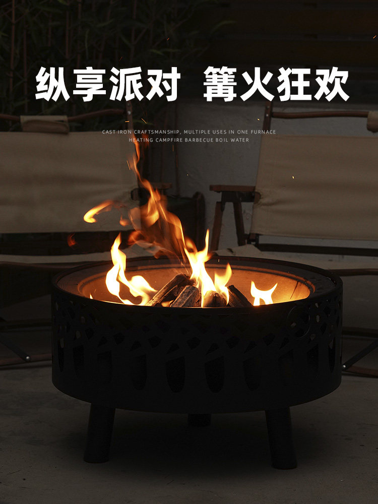 Tea-Making Stove Set with Fire Pit, Charcoal Grill for Winter, Indoor Heating Stove, Magical Device for Courtyard