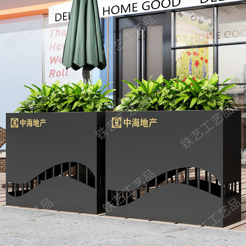 Outdoor Composition Iron Art Custom Flower Case Flower Beds Flower Beds Flowers Shelf Commercial Street Real Estate Sample House Display Center Café Flower Groove