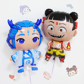 哪吒敖丙卡通气球光膜哪吒飘空氦气飞天婴儿玩具商场夜市公园摆摊