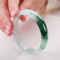 Juzhen Pavilion 0097 Glass Kind Emperor Green Jadeite Bracelet Myanmar High Goods Floating Green Flower Royal Concubine Jade Bracelet 56 7