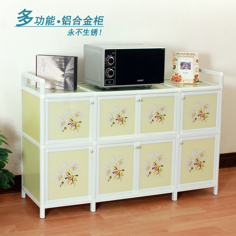 Aluminum alloy bowl and plate cabinet Household overall cabinet dining cabinet Kitchen cabinet finishing cabinet Simple metal glass locker