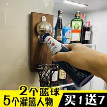 Net red basketball wall-mounted beer screwdriver soft magnet refrigerator sticker bottle opener craft basket cap bottle opener