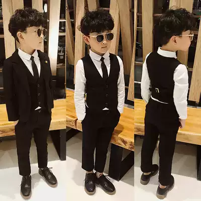 2021 spring and autumn boys suit vest suit British style children's small suit wedding handsome little flower girl dress