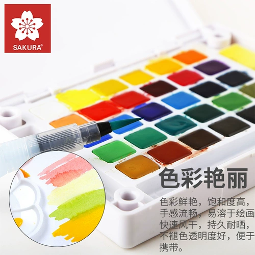 Японская пигментированная акварель, пигментированный комплект для начинающих, прозрачная кисть, гуашь, 24 цветов, 36 цветов, 48 цветов, ручная роспись