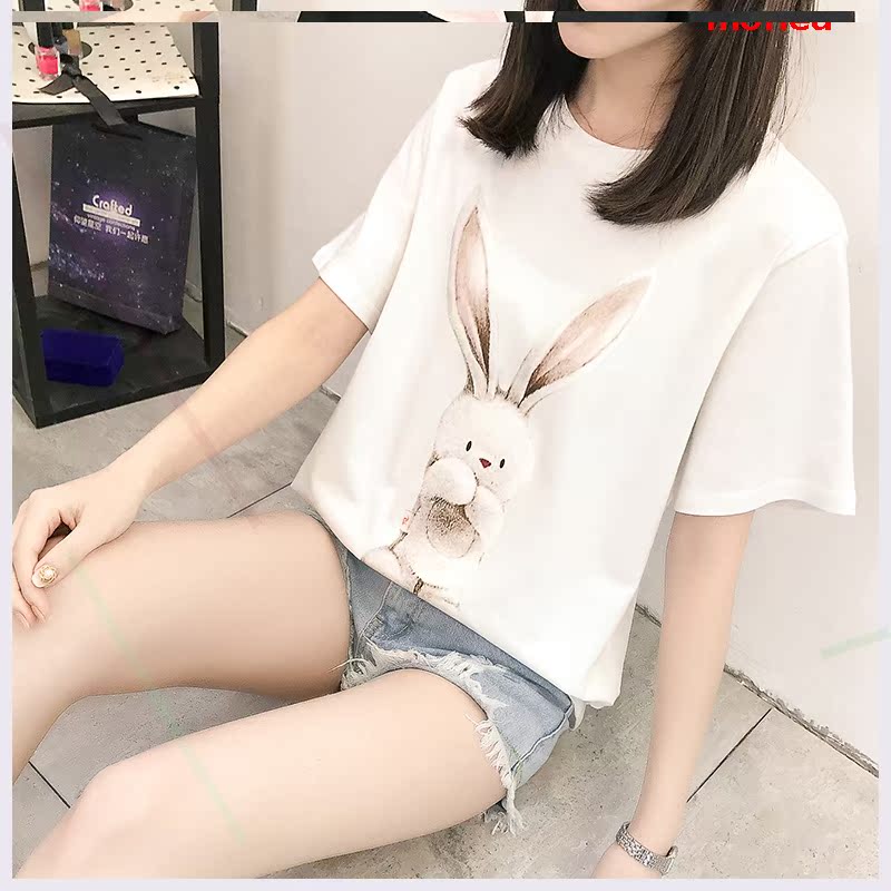 Tinh khiết bông bơ tay áo ngắn màu xanh lá cây t-shirt nữ 2020 ins mới triều loose-fitting nửa tay áo Han-sen kiểu áo khoác mùa hè