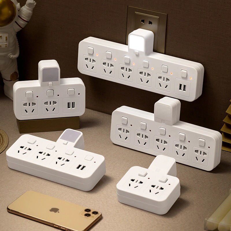 Expansion power plug converter socket Porous panel with night light USB one-turn multi-function plug-in plug-in board wireless