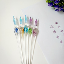 Ex-gratia glass pen dip in water pen gift box with retro crystal pen cap Creative Colour Ink Stained pen