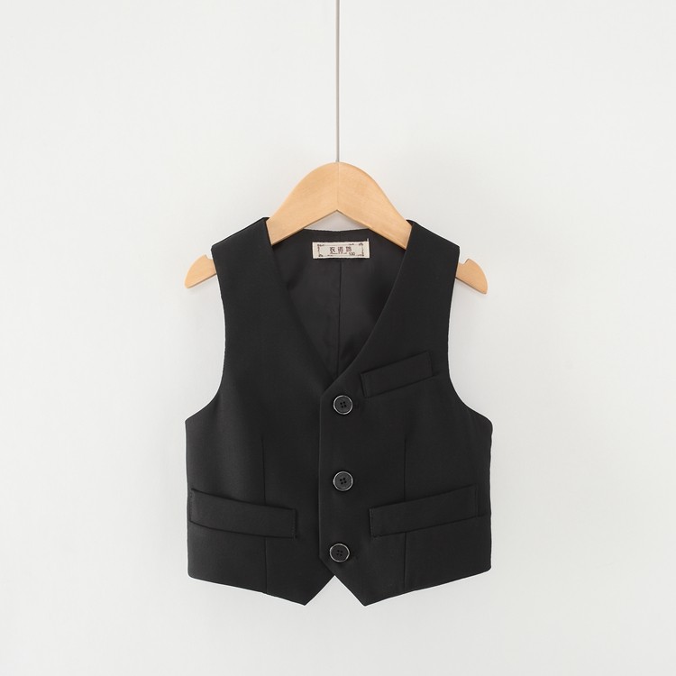 Boys Dress Suit Vest Black Girls Vest Jacket Navy Blue Children Dress Small Vest Flower Girl School Uniform