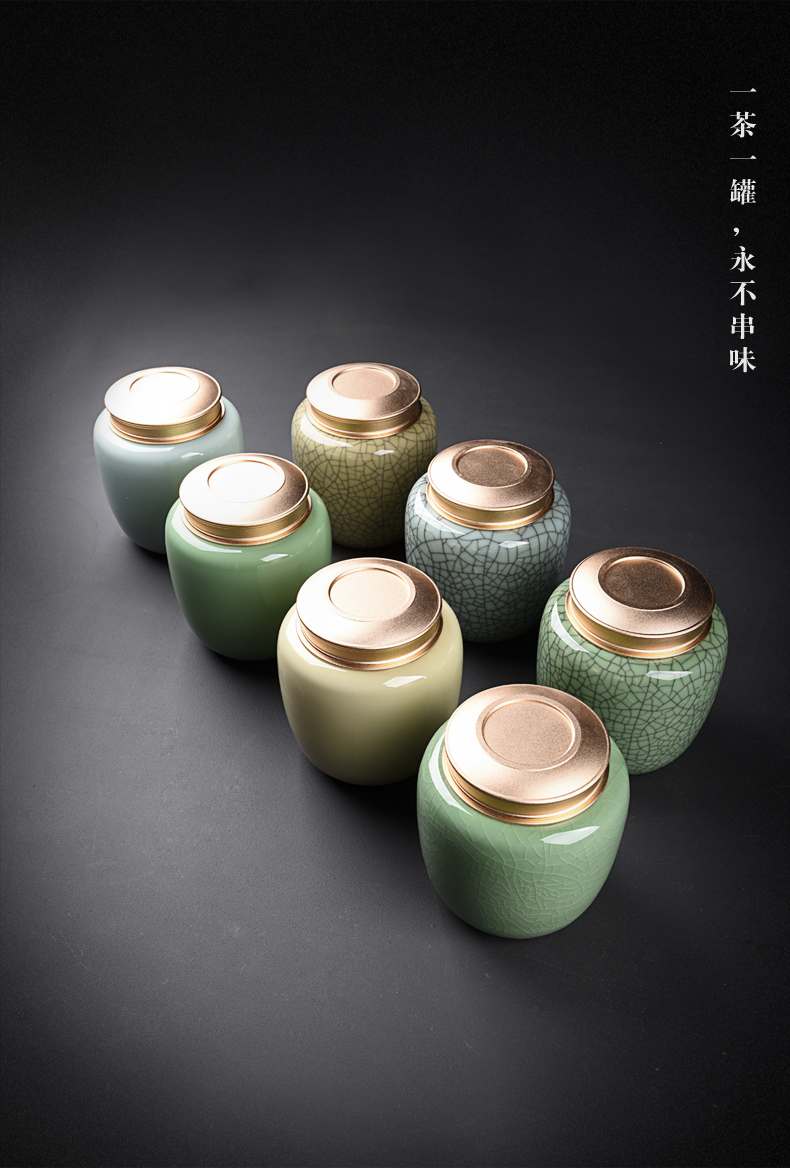 Large seal caddy fixings longquan celadon tea pu 'er portable household ceramic tea pot storage tanks