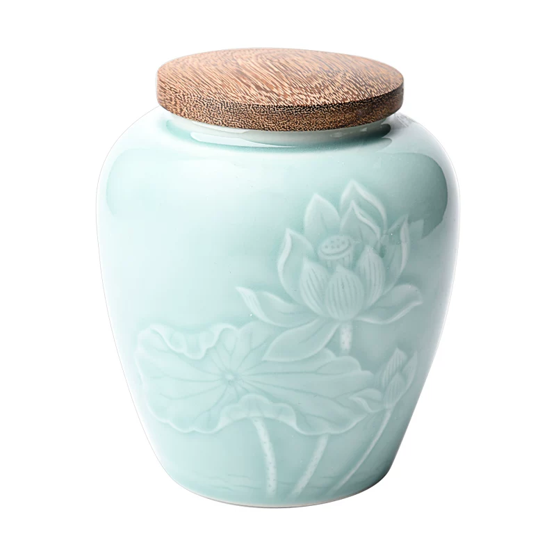 Seal large tea can Chinese wooden lid handmade tea wake -up ceramic household Pu'er storage tank deposit tea box