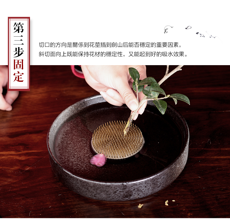 Flowerpot ceramic flower implement small flow flower arranging flowers zen mountain flower arranging plate of minimalist art flower pot creative Japanese sword