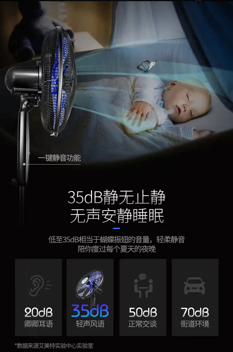 Emmett quạt điện sàn nhà bảy lá điều khiển từ xa sàn quạt tiết kiệm năng lượng lắc đầu quạt điện dọc quạt im lặng - Quạt điện quạt tường